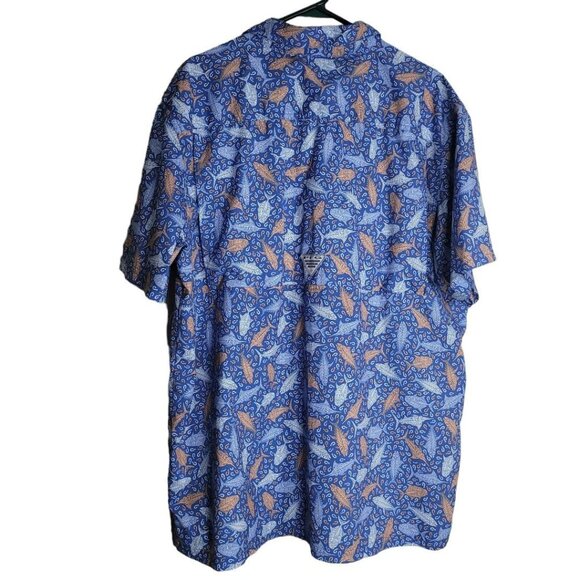 Columbia Fishing Shirt Button Down Mens XL Deep Sea Ocean Sword Tuna Hawaiian - Picture 12 of 13